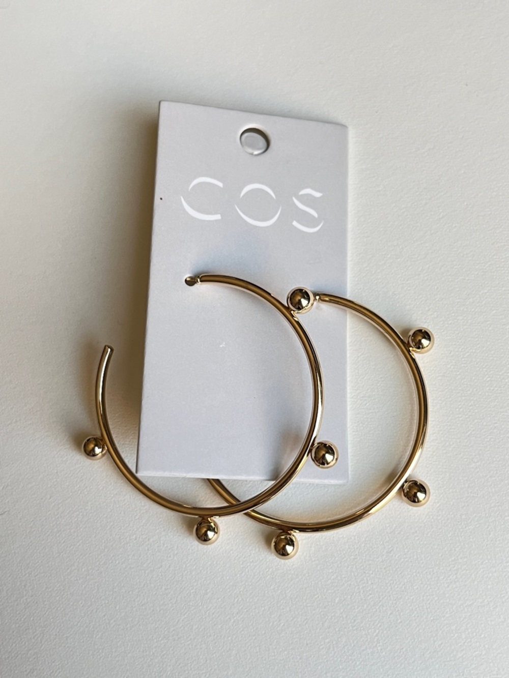 COS Polished Gold Hoop Earrings with Ball Details